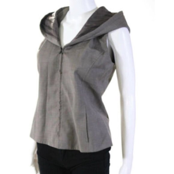 Lafayette148 Wool Hooded Vest Jacket Grey XS NWOT - Picture 4 of 8